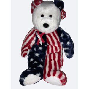 Ty Original 14" Beanie Buddy Baby "Spangle" Red White Blue Stars Retired